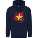 Torn Vietnam Flag Vietnamese Day Football Mens 80% Cotton Hoodie Navy Blue