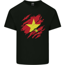 Torn Vietnam Flag Vietnamese Day Football Mens Cotton T-Shirt Tee Top Black