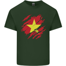 Torn Vietnam Flag Vietnamese Day Football Mens Cotton T-Shirt Tee Top Forest Green