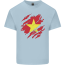 Torn Vietnam Flag Vietnamese Day Football Mens Cotton T-Shirt Tee Top Light Blue