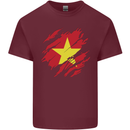 Torn Vietnam Flag Vietnamese Day Football Mens Cotton T-Shirt Tee Top Maroon