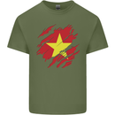 Torn Vietnam Flag Vietnamese Day Football Mens Cotton T-Shirt Tee Top Military Green