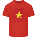Torn Vietnam Flag Vietnamese Day Football Mens Cotton T-Shirt Tee Top Red
