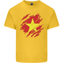 Torn Vietnam Flag Vietnamese Day Football Mens Cotton T-Shirt Tee Top Yellow