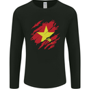 Torn Vietnam Flag Vietnamese Day Football Mens Long Sleeve T-Shirt Black