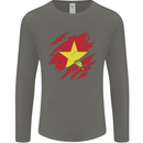 Torn Vietnam Flag Vietnamese Day Football Mens Long Sleeve T-Shirt Charcoal