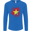 Torn Vietnam Flag Vietnamese Day Football Mens Long Sleeve T-Shirt Royal Blue