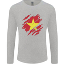 Torn Vietnam Flag Vietnamese Day Football Mens Long Sleeve T-Shirt Sports Grey