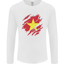 Torn Vietnam Flag Vietnamese Day Football Mens Long Sleeve T-Shirt White