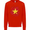 Torn Vietnam Flag Vietnamese Day Football Mens Sweatshirt Jumper Bright Red