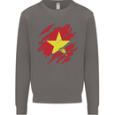 Torn Vietnam Flag Vietnamese Day Football Mens Sweatshirt Jumper Charcoal