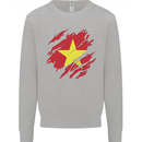 Torn Vietnam Flag Vietnamese Day Football Mens Sweatshirt Jumper Sports Grey