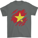 Torn Vietnam Flag Vietnamese Day Football Mens T-Shirt 100% Cotton Charcoal