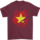 Torn Vietnam Flag Vietnamese Day Football Mens T-Shirt 100% Cotton Maroon
