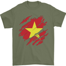 Torn Vietnam Flag Vietnamese Day Football Mens T-Shirt 100% Cotton Military Green