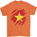 Torn Vietnam Flag Vietnamese Day Football Mens T-Shirt 100% Cotton Orange