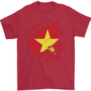 Torn Vietnam Flag Vietnamese Day Football Mens T-Shirt 100% Cotton Red