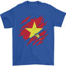 Torn Vietnam Flag Vietnamese Day Football Mens T-Shirt 100% Cotton Royal Blue