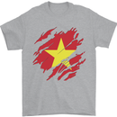 Torn Vietnam Flag Vietnamese Day Football Mens T-Shirt 100% Cotton Sports Grey