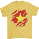 Torn Vietnam Flag Vietnamese Day Football Mens T-Shirt 100% Cotton Yellow