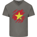 Torn Vietnam Flag Vietnamese Day Football Mens V-Neck Cotton T-Shirt Charcoal