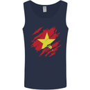 Torn Vietnam Flag Vietnamese Day Football Mens Vest Tank Top Navy Blue