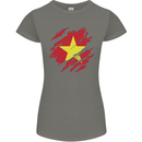 Torn Vietnam Flag Vietnamese Day Football Womens Petite Cut T-Shirt Charcoal