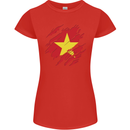 Torn Vietnam Flag Vietnamese Day Football Womens Petite Cut T-Shirt Red