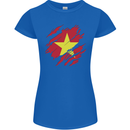 Torn Vietnam Flag Vietnamese Day Football Womens Petite Cut T-Shirt Royal Blue