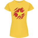 Torn Vietnam Flag Vietnamese Day Football Womens Petite Cut T-Shirt Yellow
