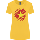 Torn Vietnam Flag Vietnamese Day Football Womens Wider Cut T-Shirt Yellow