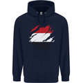 Torn Yemen Flag Yemeni Day Football Childrens Kids Hoodie Navy Blue