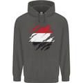 Torn Yemen Flag Yemeni Day Football Childrens Kids Hoodie Storm Grey