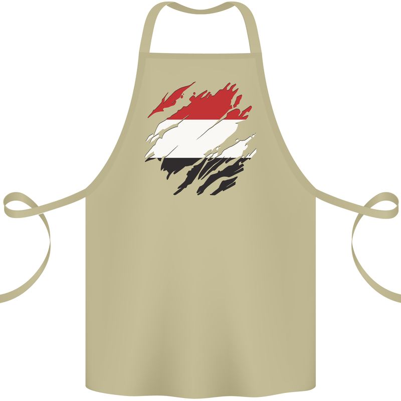 Torn Yemen Flag Yemeni Day Football Cotton Apron 100% Organic Khaki