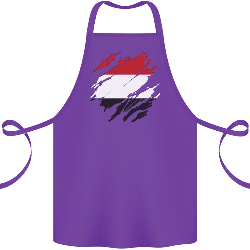 Torn Yemen Flag Yemeni Day Football Cotton Apron 100% Organic Purple