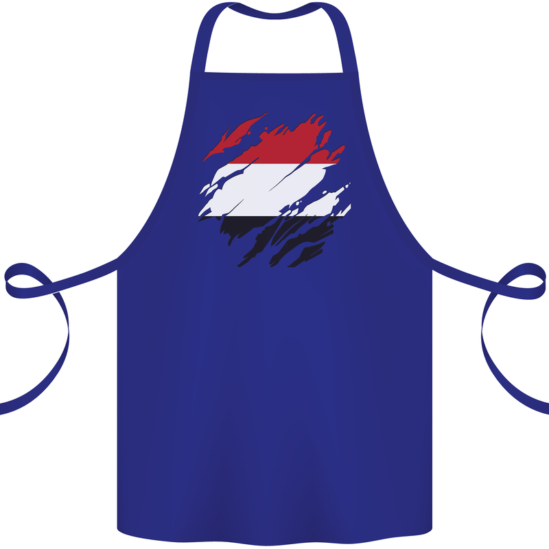 Torn Yemen Flag Yemeni Day Football Cotton Apron 100% Organic Royal Blue