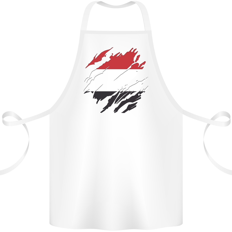 Torn Yemen Flag Yemeni Day Football Cotton Apron 100% Organic White