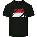 Torn Yemen Flag Yemeni Day Football Kids T-Shirt Childrens Black