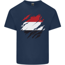 Torn Yemen Flag Yemeni Day Football Kids T-Shirt Childrens Navy Blue