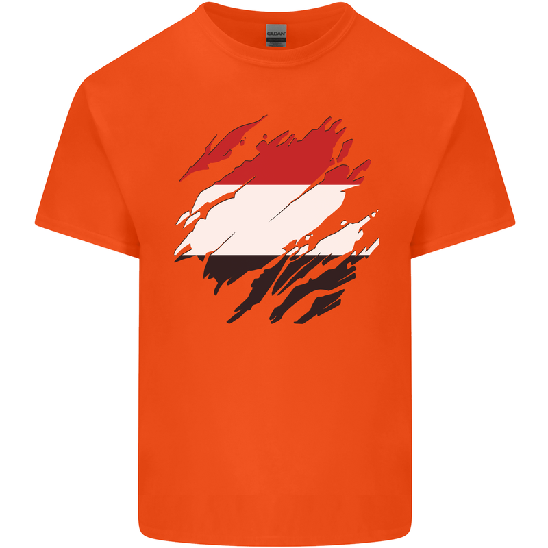 Torn Yemen Flag Yemeni Day Football Kids T-Shirt Childrens Orange