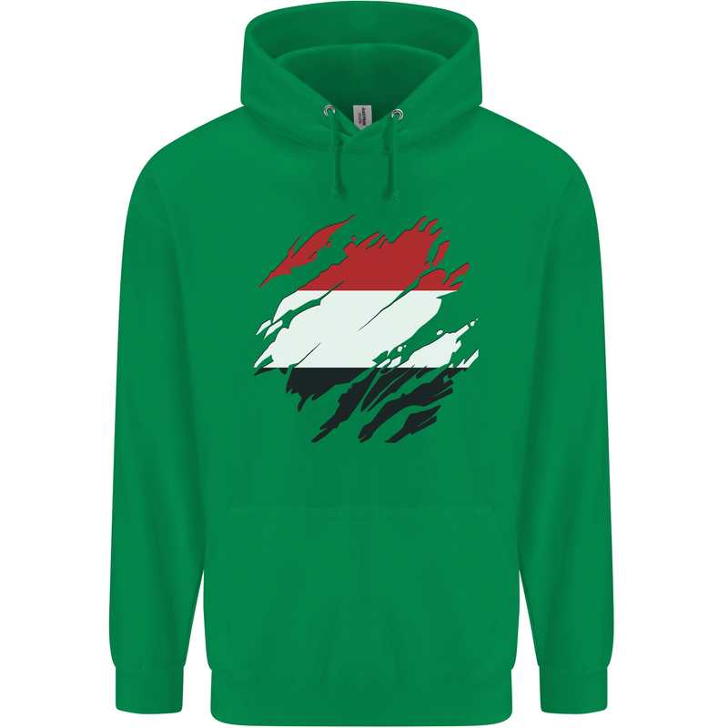 Torn Yemen Flag Yemeni Day Football Mens 80% Cotton Hoodie Irish Green