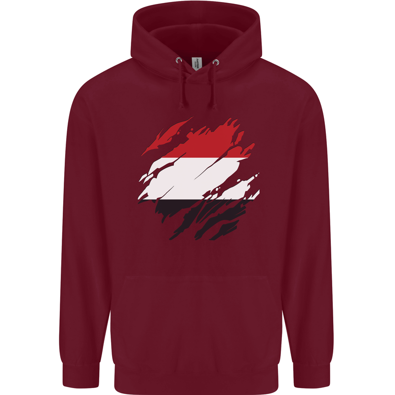 Torn Yemen Flag Yemeni Day Football Mens 80% Cotton Hoodie Maroon
