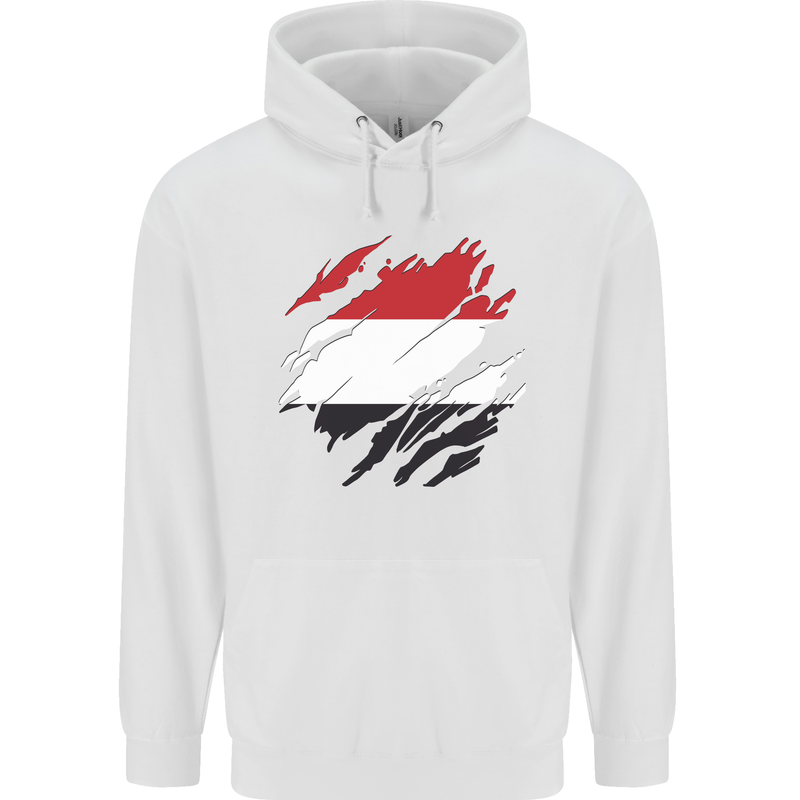 Torn Yemen Flag Yemeni Day Football Mens 80% Cotton Hoodie White
