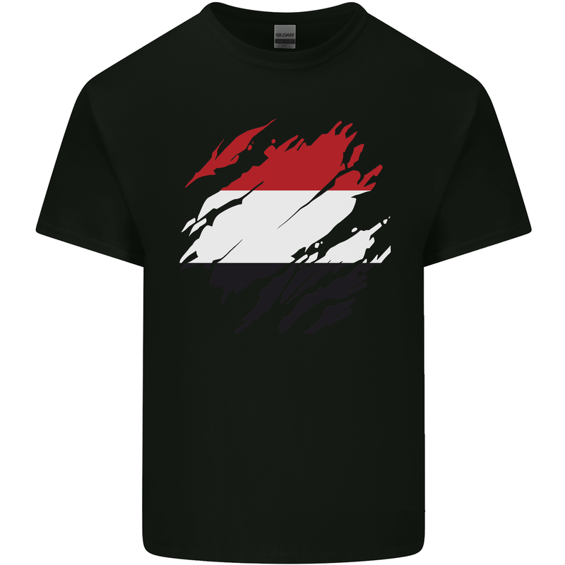 Torn Yemen Flag Yemeni Day Football Mens Cotton T-Shirt Tee Top Black