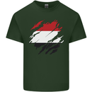 Torn Yemen Flag Yemeni Day Football Mens Cotton T-Shirt Tee Top Forest Green