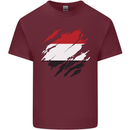 Torn Yemen Flag Yemeni Day Football Mens Cotton T-Shirt Tee Top Maroon
