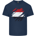 Torn Yemen Flag Yemeni Day Football Mens Cotton T-Shirt Tee Top Navy Blue