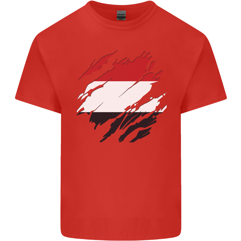 Torn Yemen Flag Yemeni Day Football Mens Cotton T-Shirt Tee Top Red