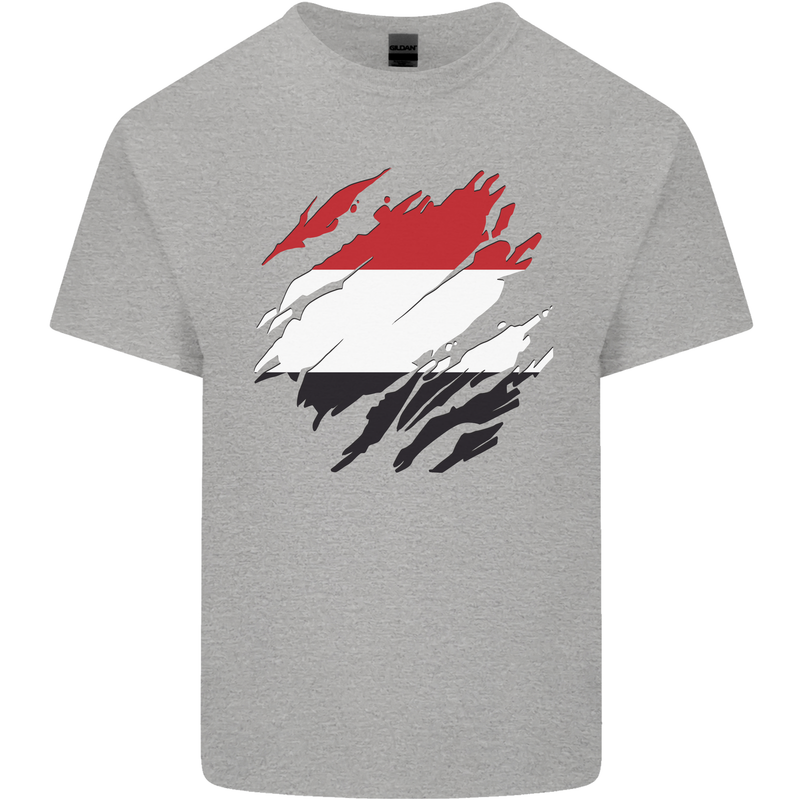 Torn Yemen Flag Yemeni Day Football Mens Cotton T-Shirt Tee Top Sports Grey