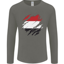 Torn Yemen Flag Yemeni Day Football Mens Long Sleeve T-Shirt Charcoal